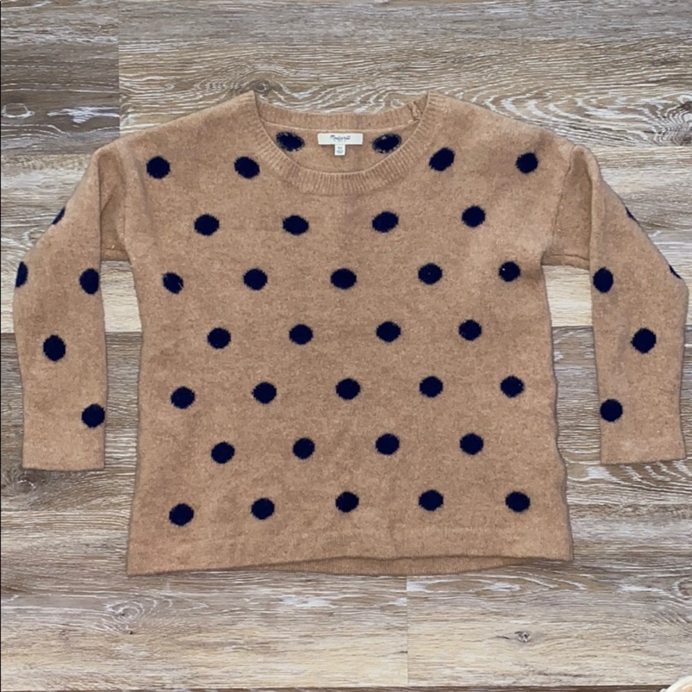Madewell brown and blue pola dot sweater